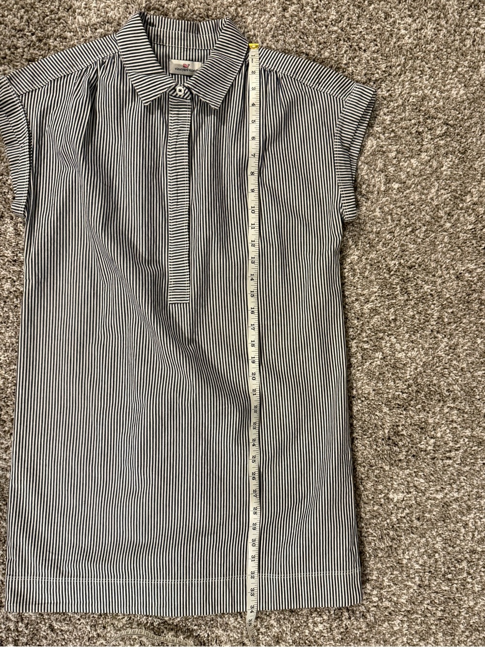 Vineyard Vines Shirt Dress, Size Small, Black & White Mini Stripe - Picture 4 of 6